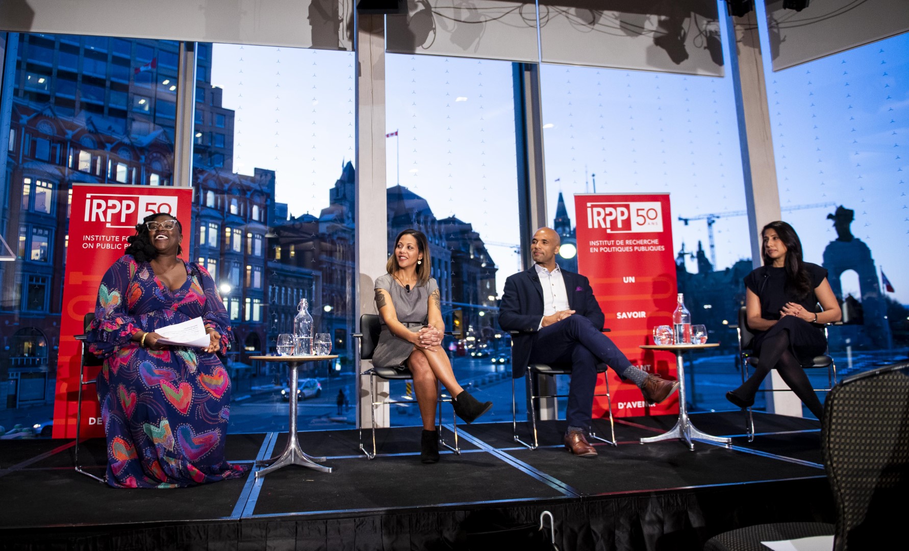Our panel discussion, with (left to right) Nana aba Duncan, Debra Thompson, Akwasi Owusu-Bempah, and Sabreena Delhon
