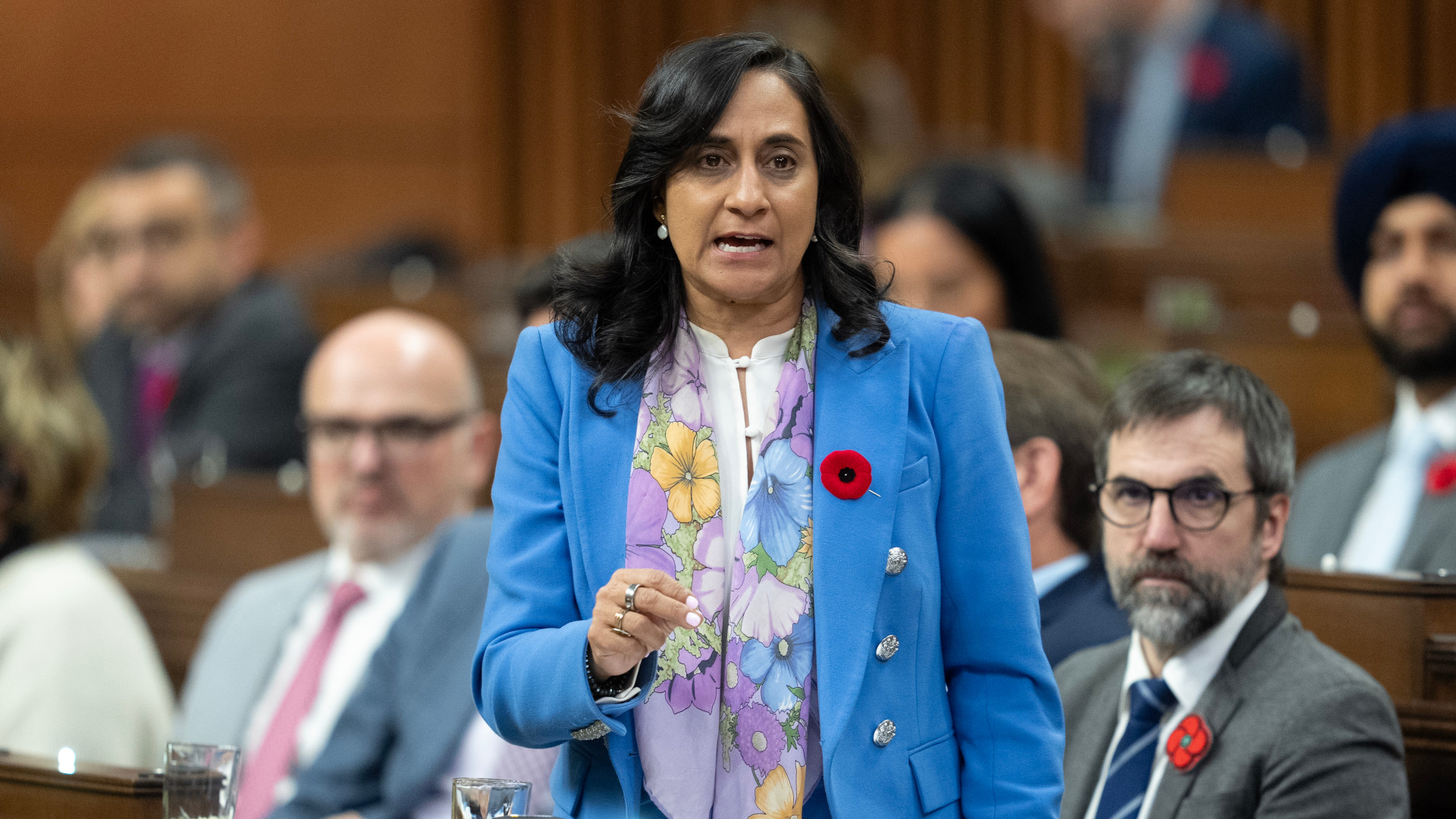 President of the Treasury Board and Transport Minister Anita Anand rises during Question Period, in Ottawa, Oct. 29, 2024. THE CANADIAN PRESS/Adrian Wyld