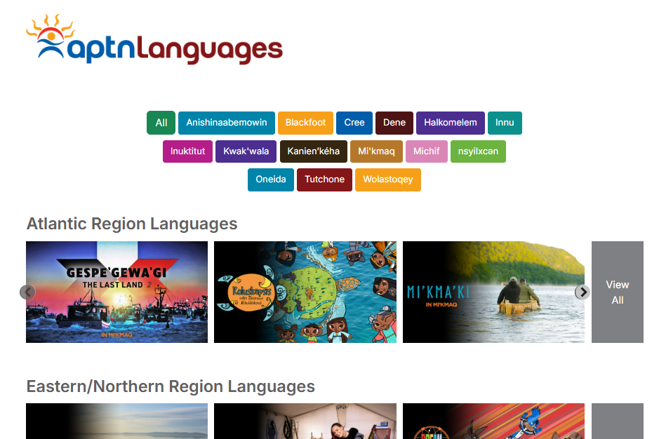 A screengrab showing a selection of channels and languages. 