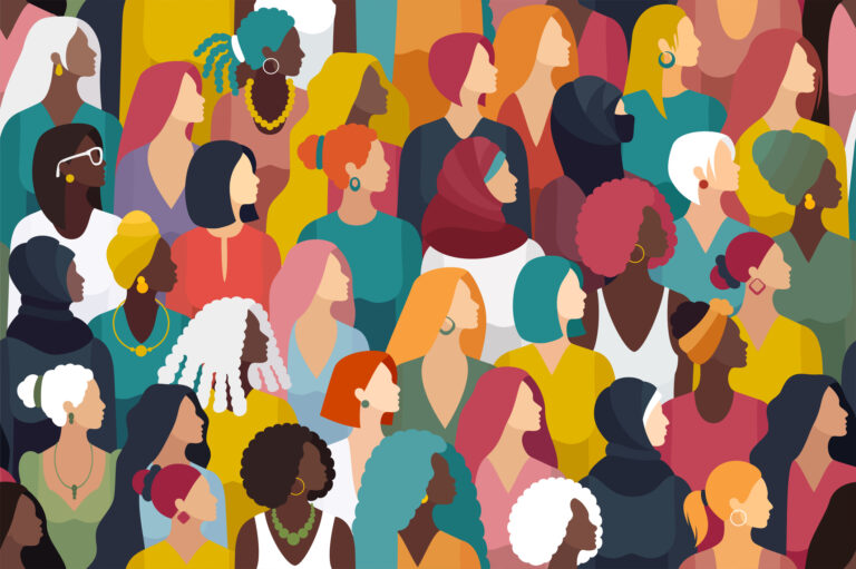 An abstract image of a diverse group of women.