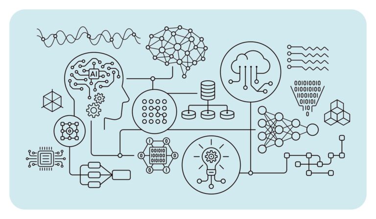 AI and machine-learning icons and symbols.