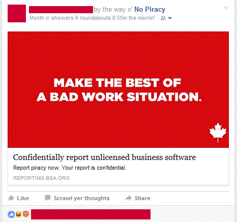 no piracy facebook post